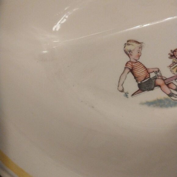 Vintage 1940's Bartsch Children's Warming Dish w/ Handles 3 Compartment - Picture 11 of 12